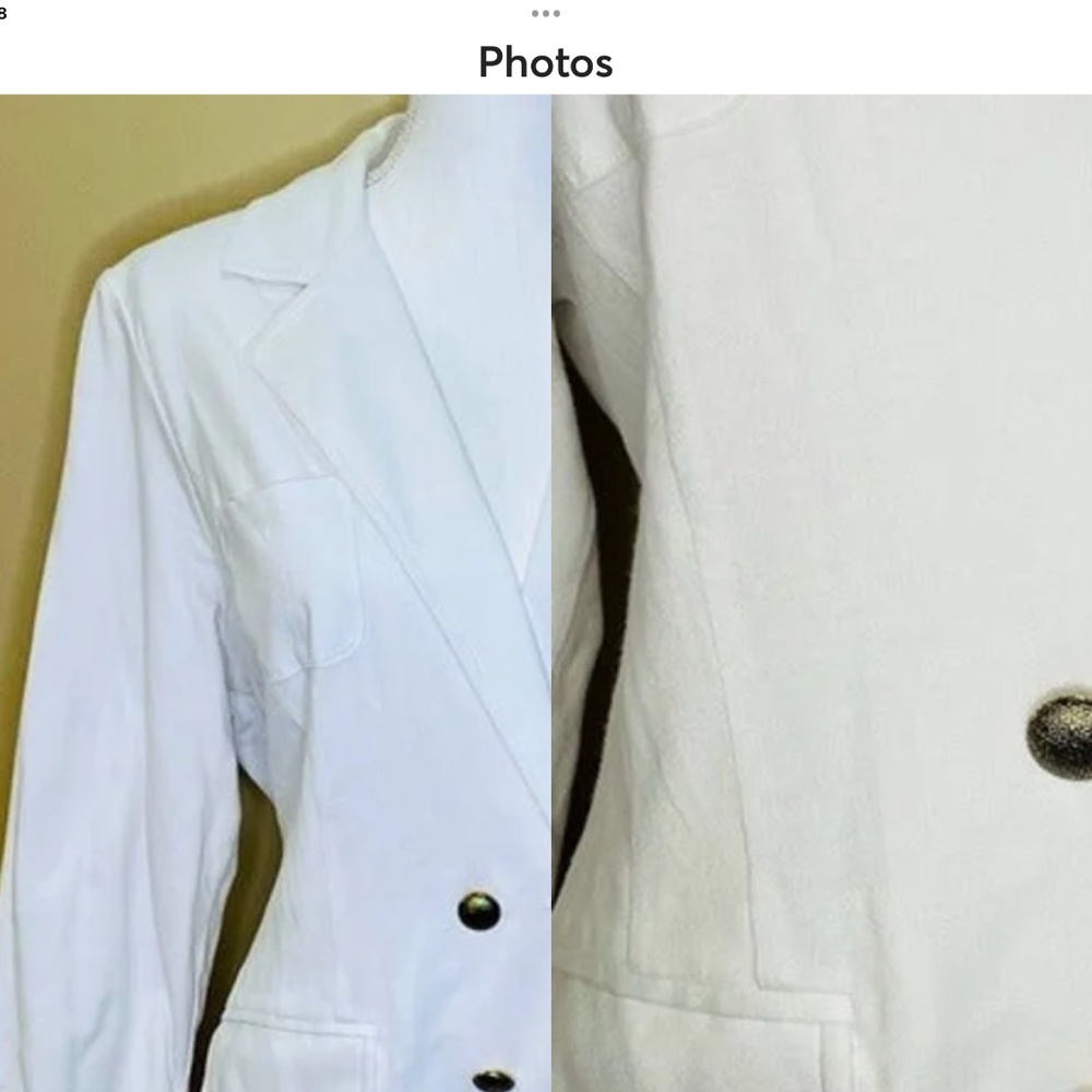 CAbi White Blazer with Gold/Black Buttons